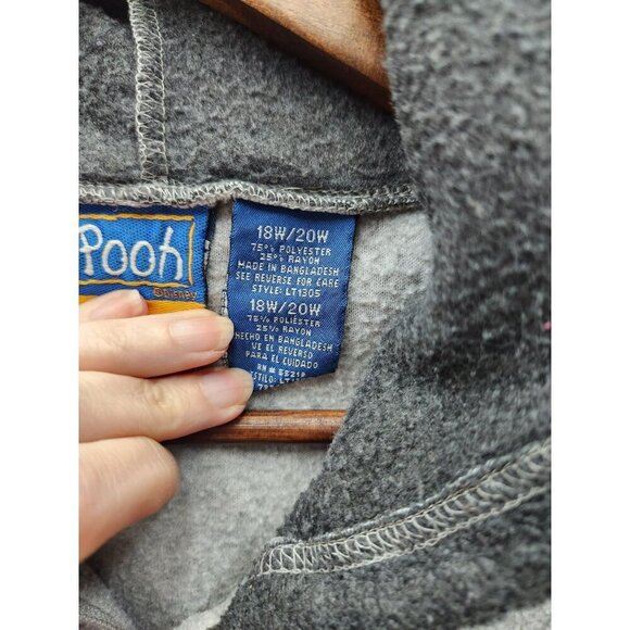 Disney Pooh Womens Fleece Pullover Hoodie Gray/Black 18W/20W With Front Pocket & - Picture 3 of 7